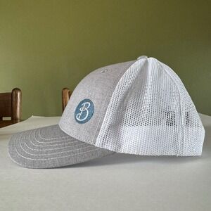 Otto Cap Gray White Mesh Trucker Hat Snapback B Logo Embroidered 112-1 Mens OSFM